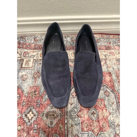 Vince Shoes - Vince‎ Suede Loafers Navy Blue Square Toe Slip On Flats Women's Size 7.5